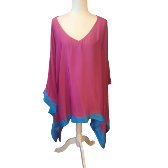 IMAN Vibrant Pink Tunic with Blue Accents - Picture 8 of 8